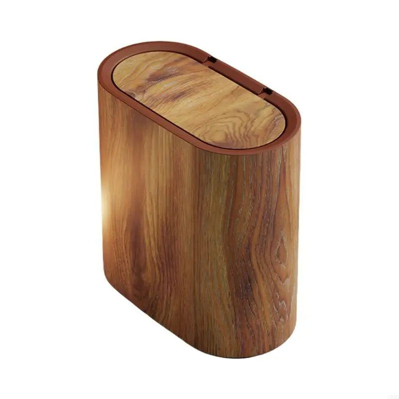 Space-Saving Hidden Lid Wood Trash Bin