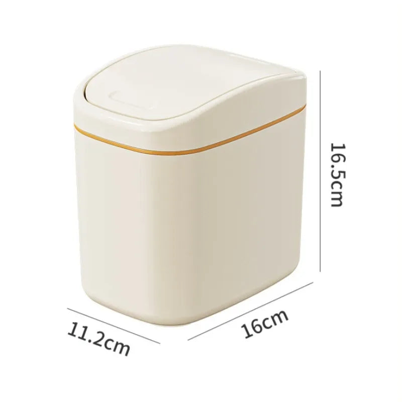 Space-Saving Hygienic Swing Lid Desk Trash Can