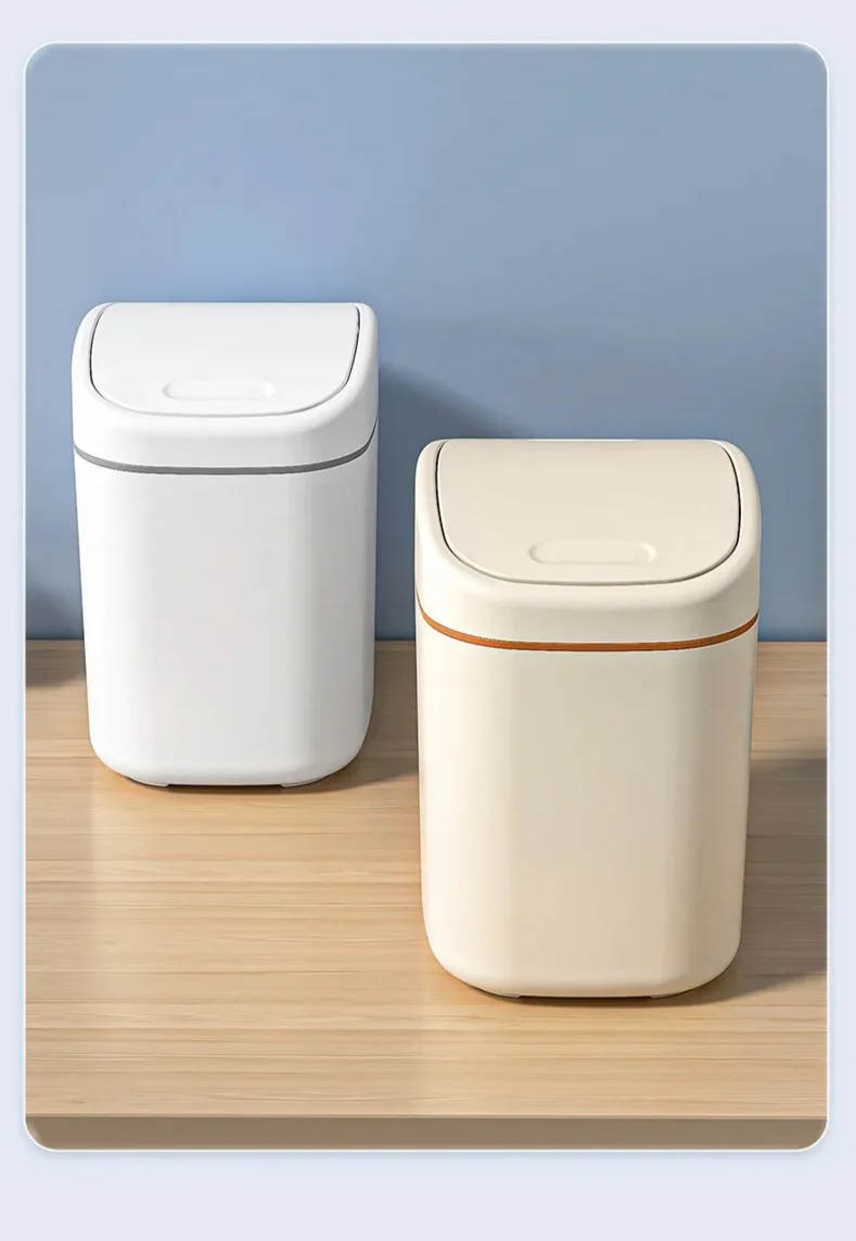 Space-Saving Hygienic Swing Lid Desk Trash Can