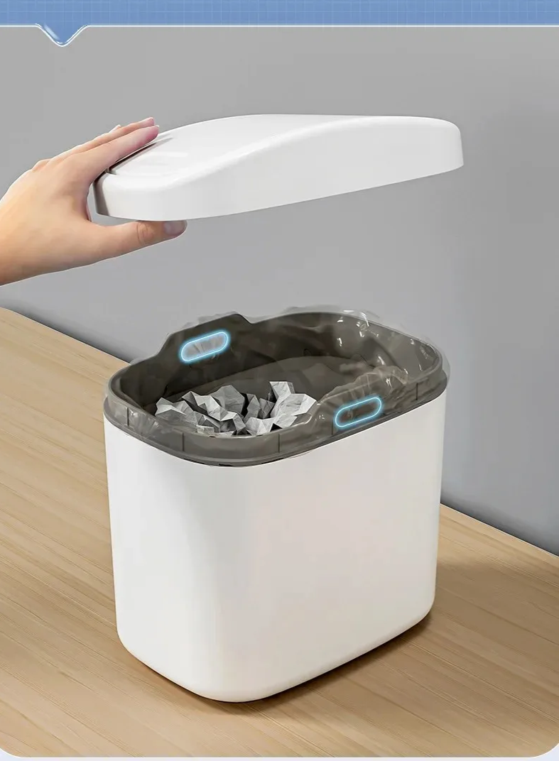 Space-Saving Hygienic Swing Lid Desk Trash Can