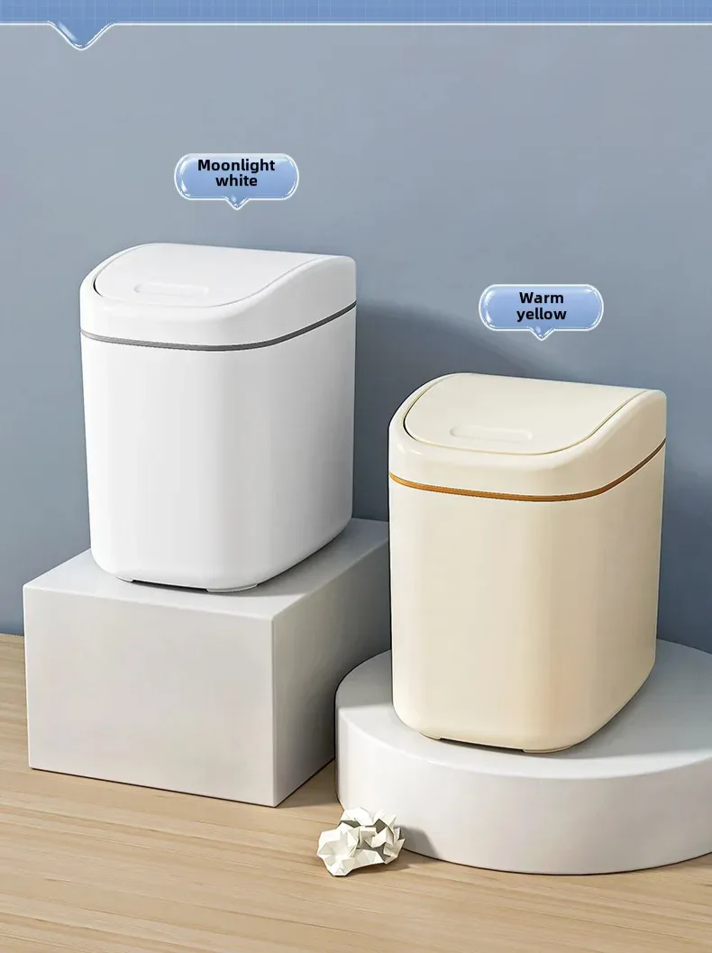 Space-Saving Hygienic Swing Lid Desk Trash Can