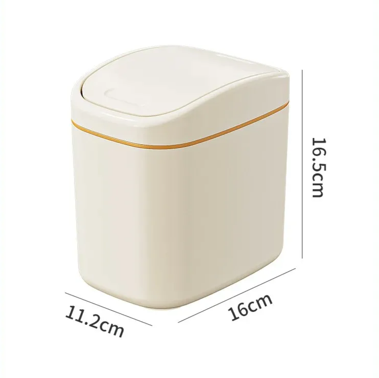 Space-Saving Hygienic Swing Lid Desk Trash Can
