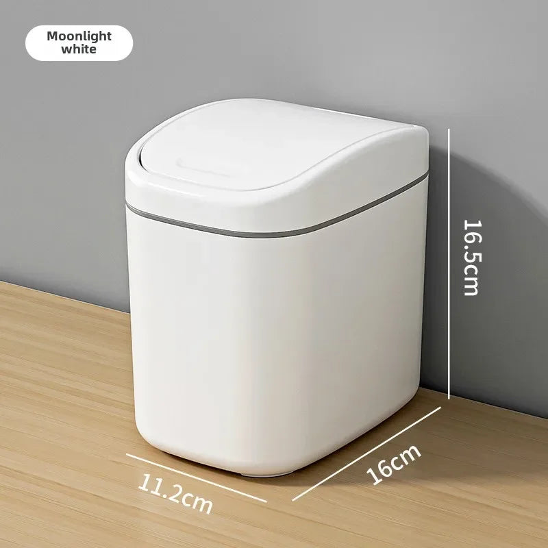 Space-Saving Hygienic Swing Lid Desk Trash Can