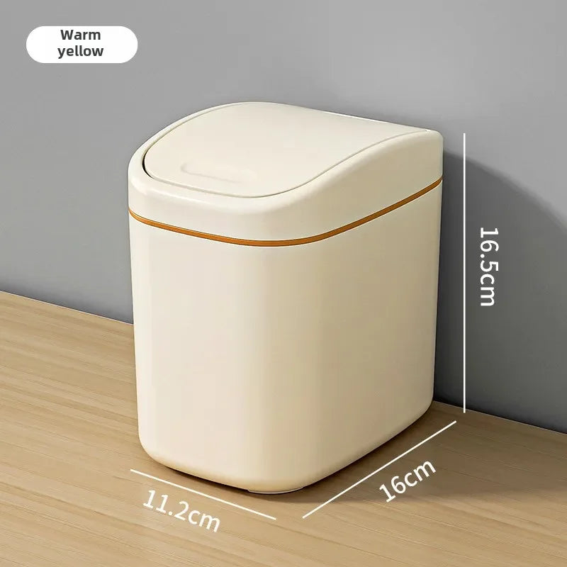 Space-Saving Hygienic Swing Lid Desk Trash Can