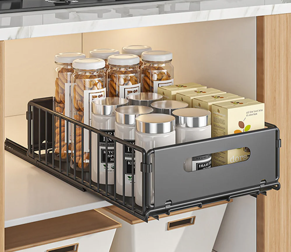 Space-Saving Metal Pull-Out Drawer Organizer (2-Piece Set)