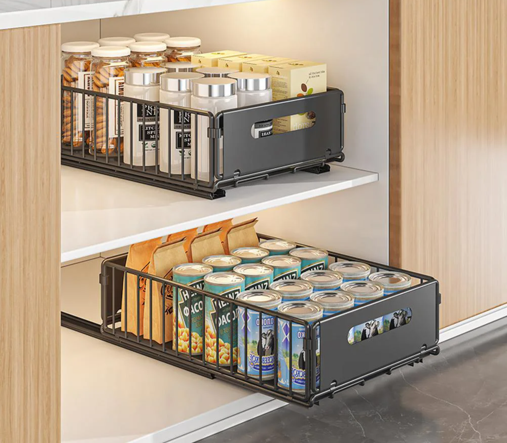 Space-Saving Metal Pull-Out Drawer Organizer (2-Piece Set)
