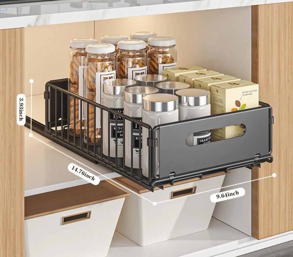 Space-Saving Metal Pull-Out Drawer Organizer (2-Piece Set)
