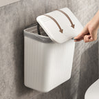 Space-Saving Press-Lid Wall-Mounted Trash Can (With Paper Holder)