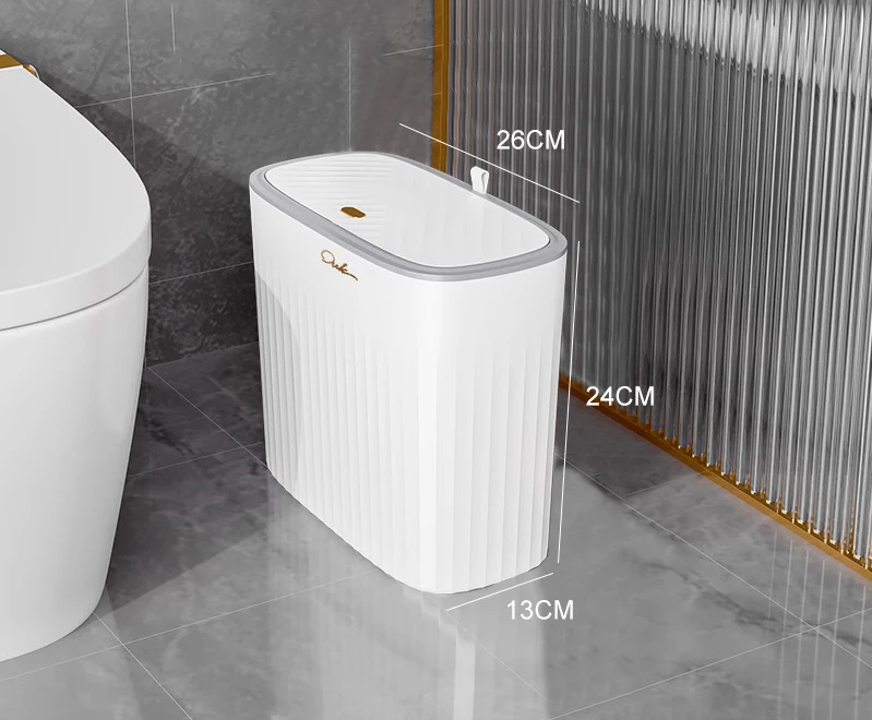 Space-Saving Press-Lid Wall-Mounted Trash Can (With Paper Holder)