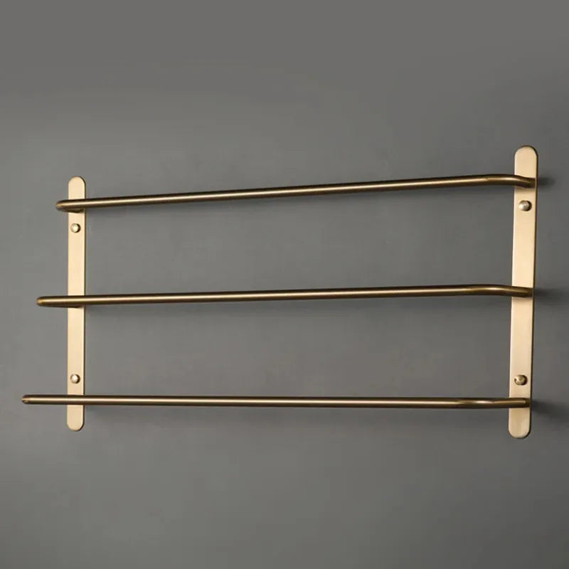 Space-Saving Solid Copper Wall-Mounted Towel Bar (Integrated Hook)