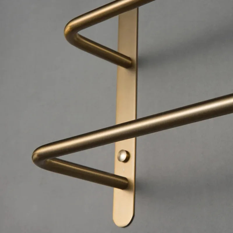 Space-Saving Solid Copper Wall-Mounted Towel Bar (Integrated Hook)