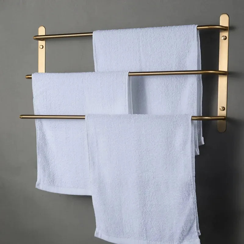 Space-Saving Solid Copper Wall-Mounted Towel Bar (Integrated Hook)