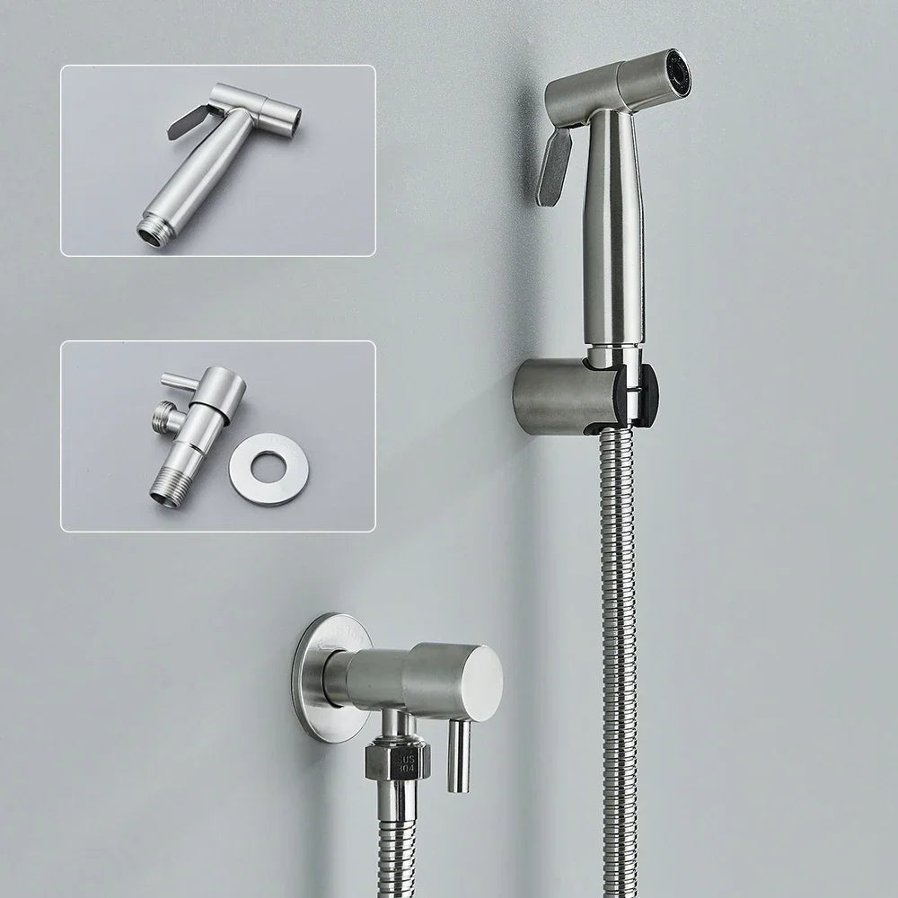 Space-Saving Stainless Steel Wall-Mounted Bidet Faucet
