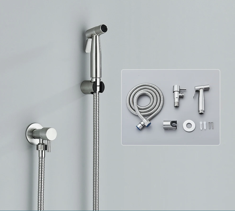 Space-Saving Stainless Steel Wall-Mounted Bidet Faucet