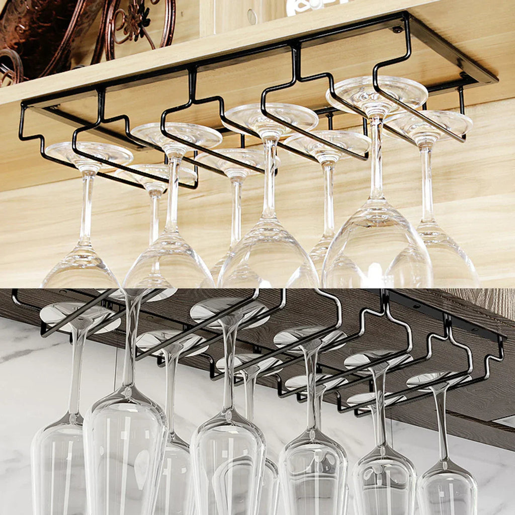 Space-Saving Under-Cabinet Wine & Glass Rack