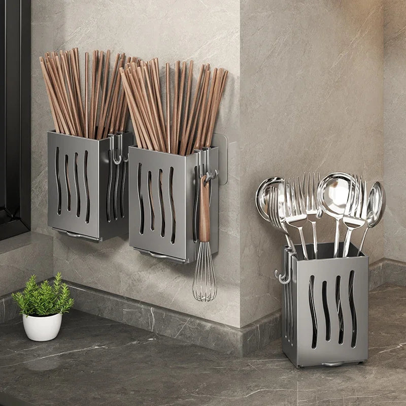 Space-Saving Wall-Mounted Draining Cutlery Organizer