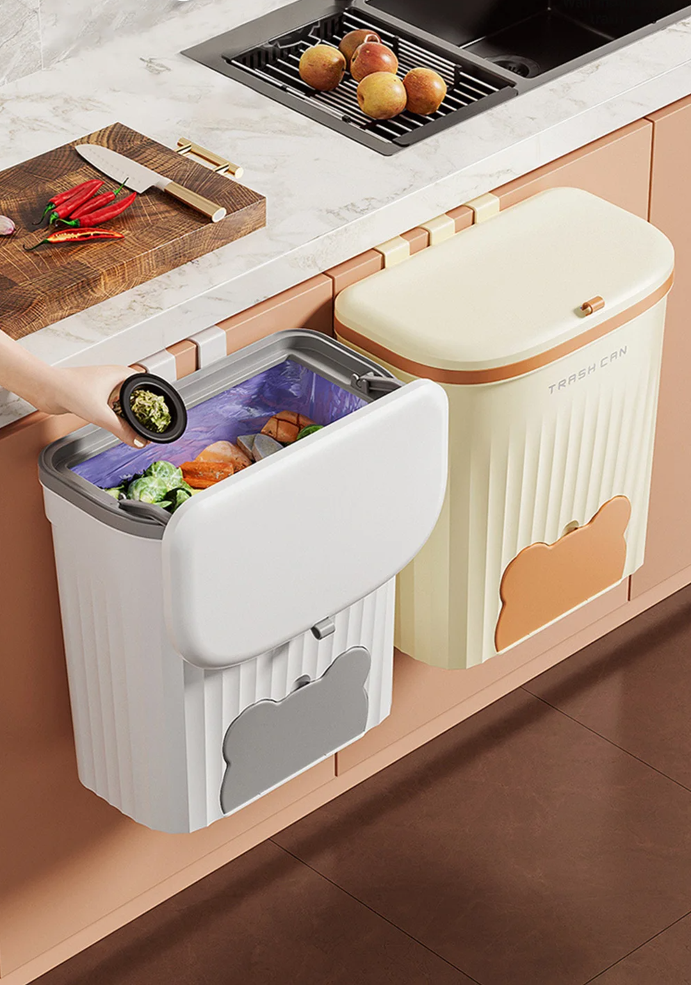 Space-Saving Wall-Mounted Odor-Control Trash Can