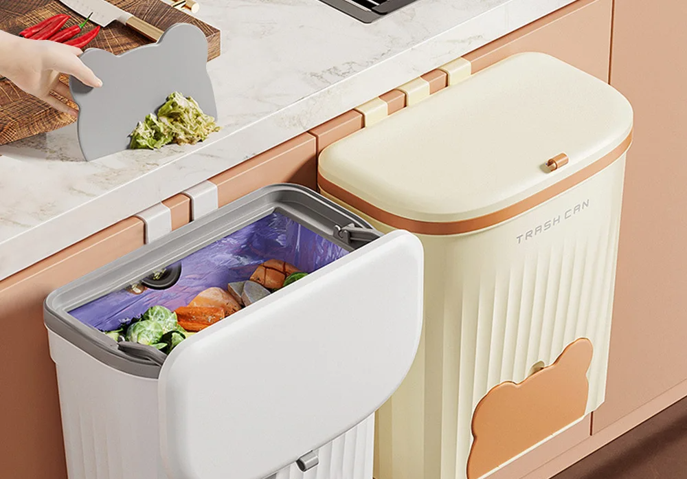 Space-Saving Wall-Mounted Odor-Control Trash Can