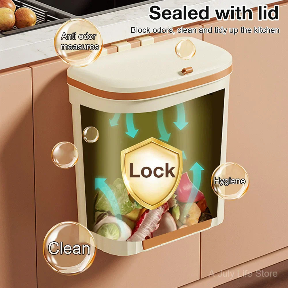 Space-Saving Wall-Mounted Odor-Control Trash Can