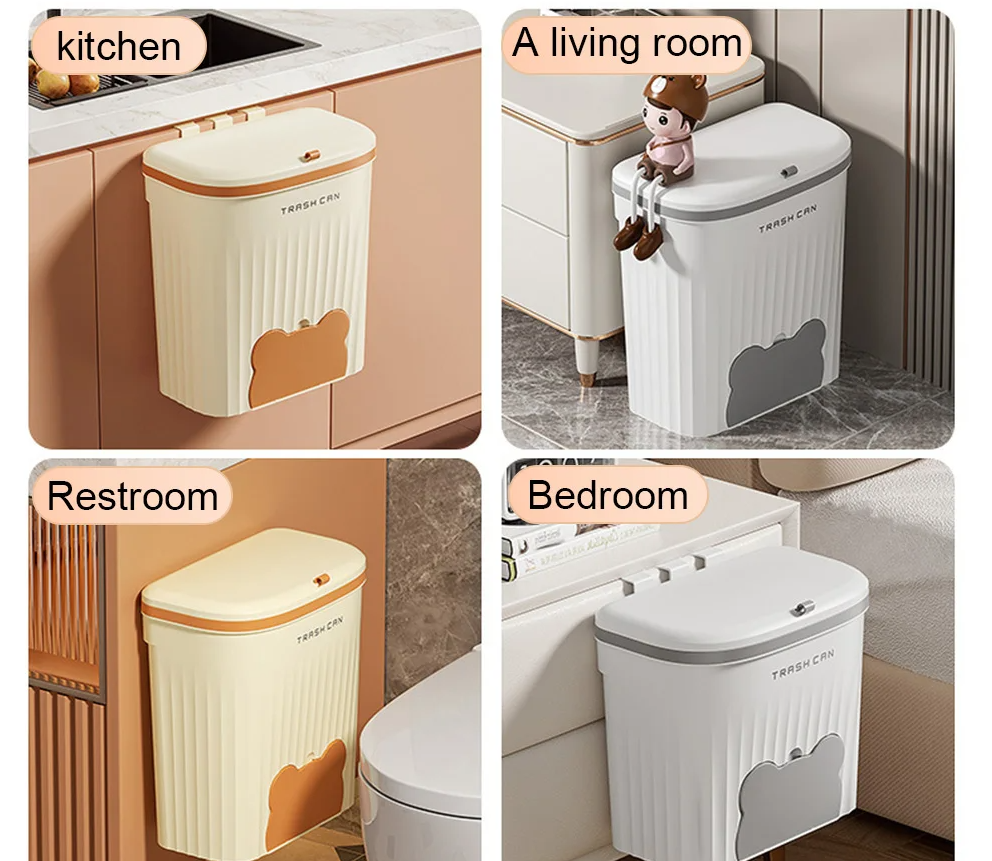 Space-Saving Wall-Mounted Odor-Control Trash Can