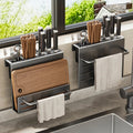 Space-Saving Wall-Mounted Stainless Steel Knife Holder (Integrated Cutting Board Rack)