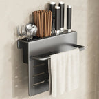 Space-Saving Wall-Mounted Stainless Steel Knife Holder (Integrated Cutting Board Rack)
