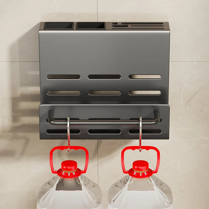 Space-Saving Wall-Mounted Stainless Steel Knife Holder (Integrated Cutting Board Rack)