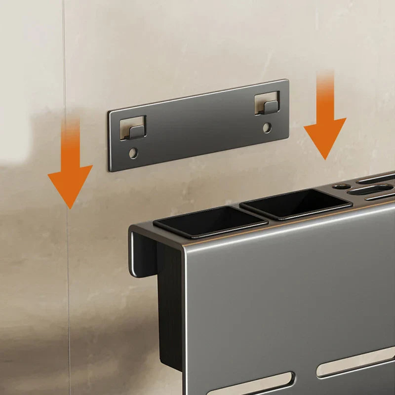 Space-Saving Wall-Mounted Stainless Steel Knife Holder (Integrated Cutting Board Rack)
