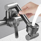 Stainless Steel 360° Swivel 4-Spray Kitchen Faucet (Wall-Mount)