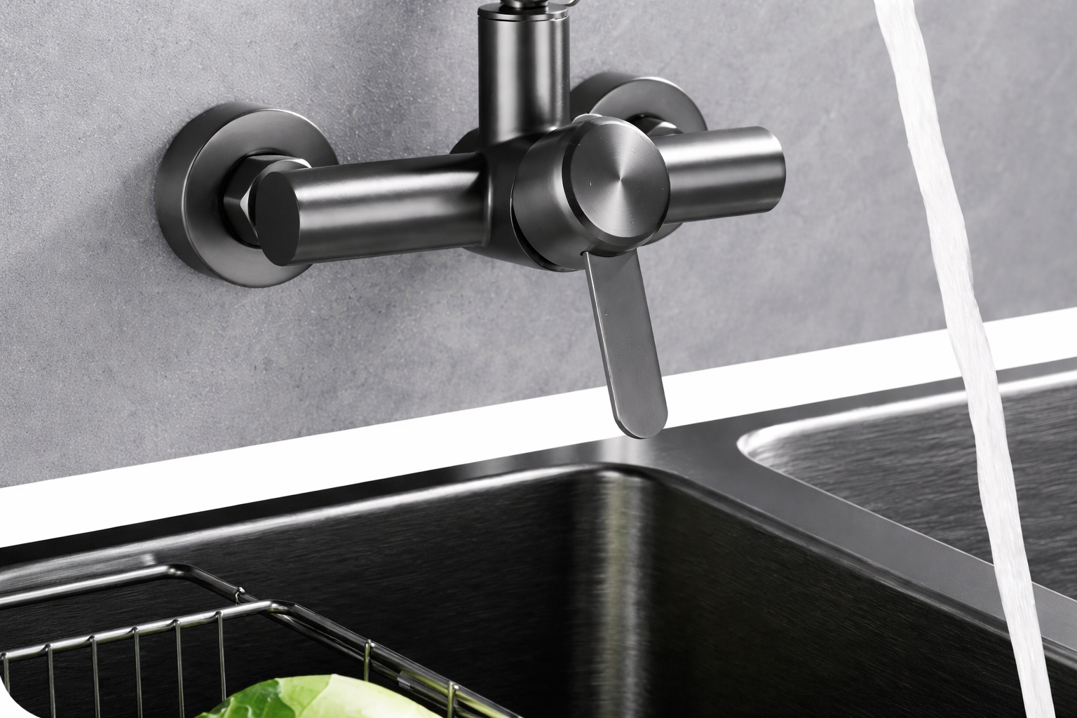 Stainless Steel 360° Swivel 4-Spray Kitchen Faucet (Wall-Mount)