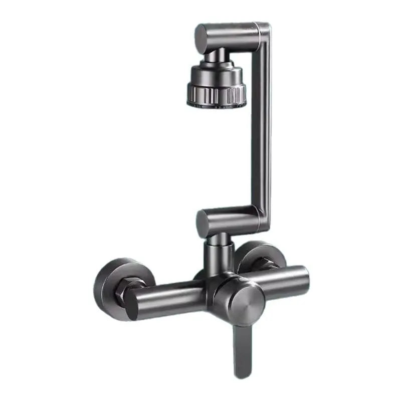 Stainless Steel 360° Swivel 4-Spray Kitchen Faucet (Wall-Mount)
