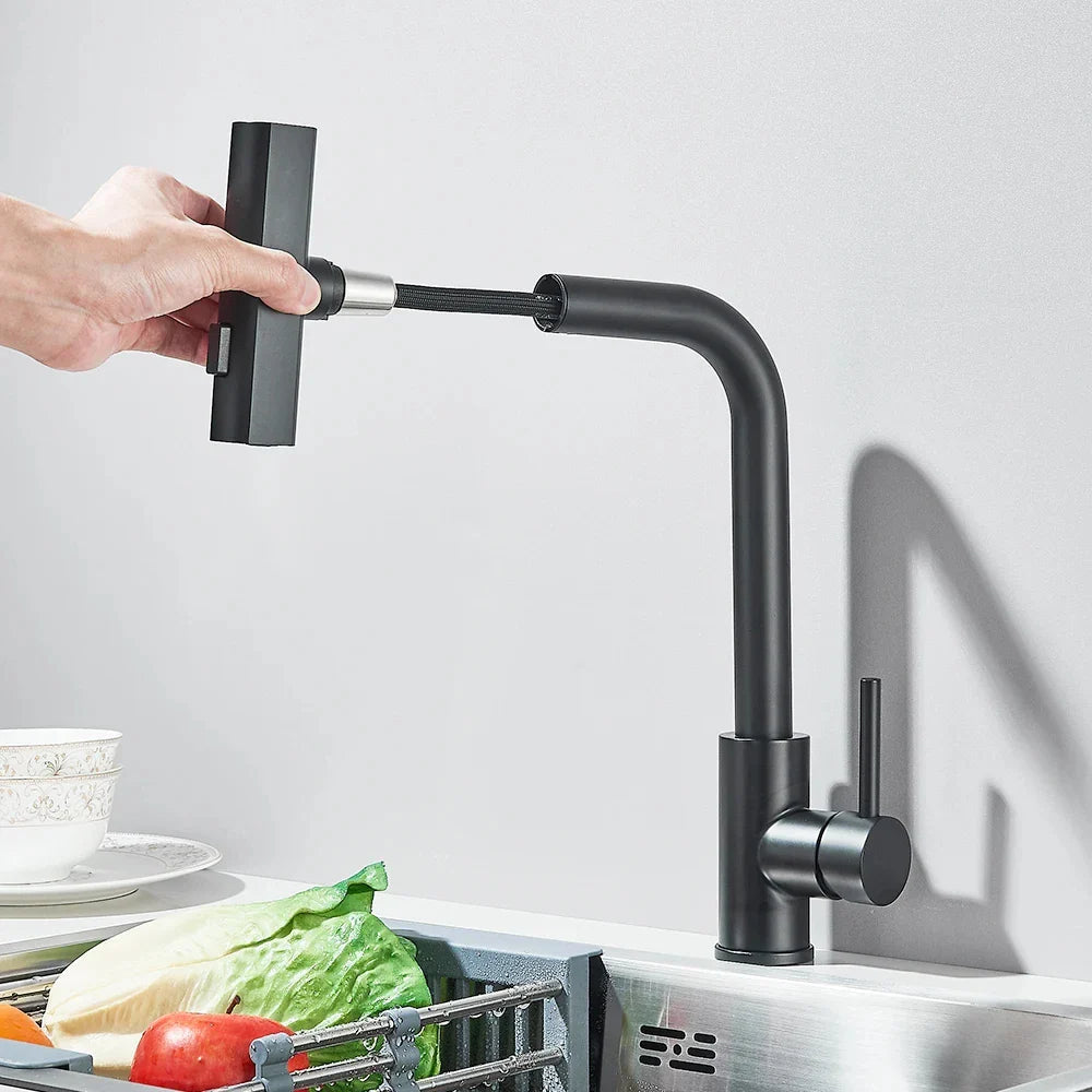 Stainless Steel 360° Swivel Pull-Down Kitchen Faucet