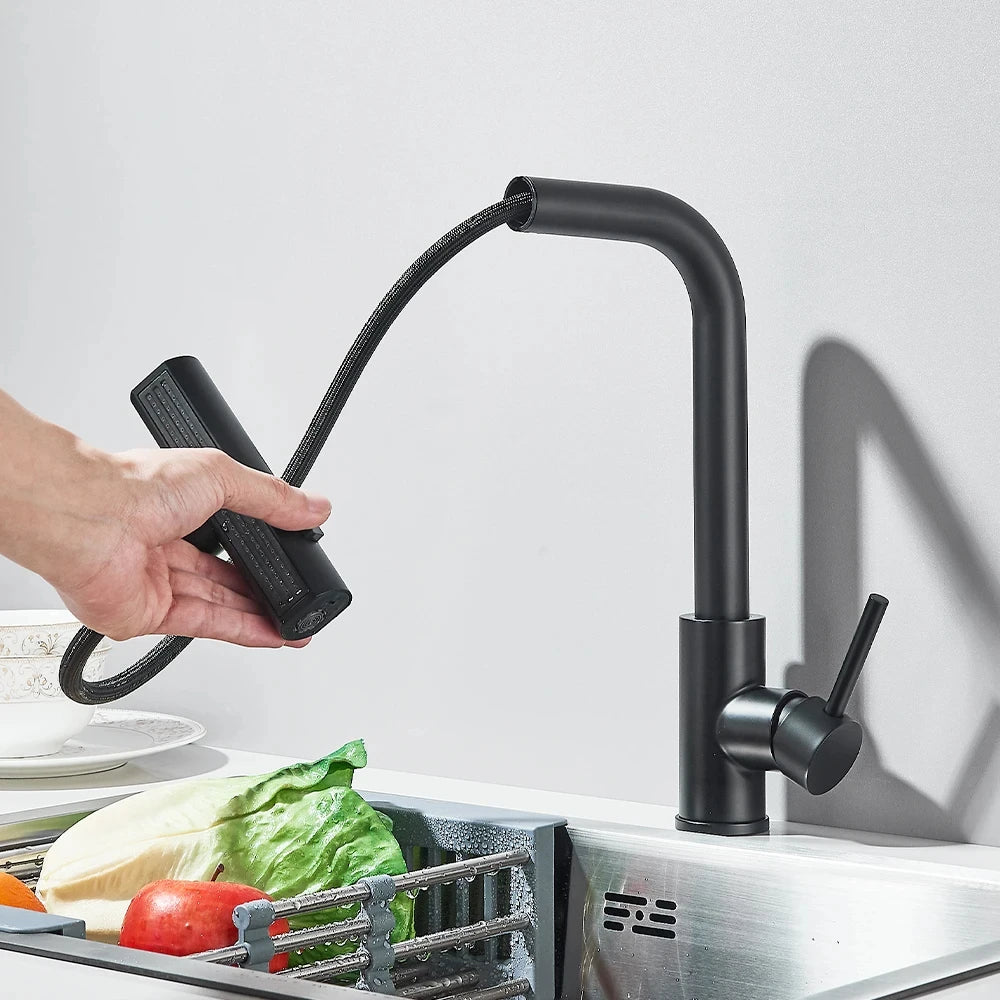 Stainless Steel 360° Swivel Pull-Down Kitchen Faucet