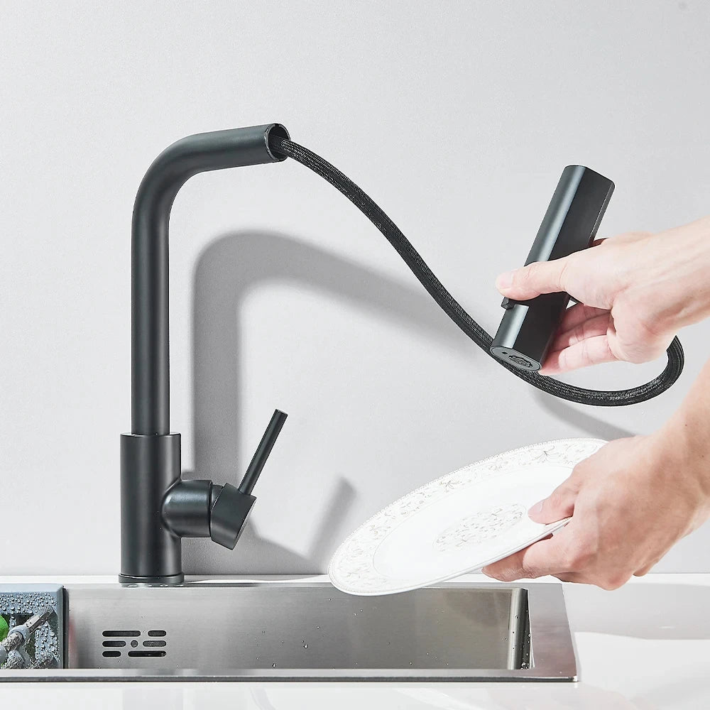Stainless Steel 360° Swivel Pull-Down Kitchen Faucet