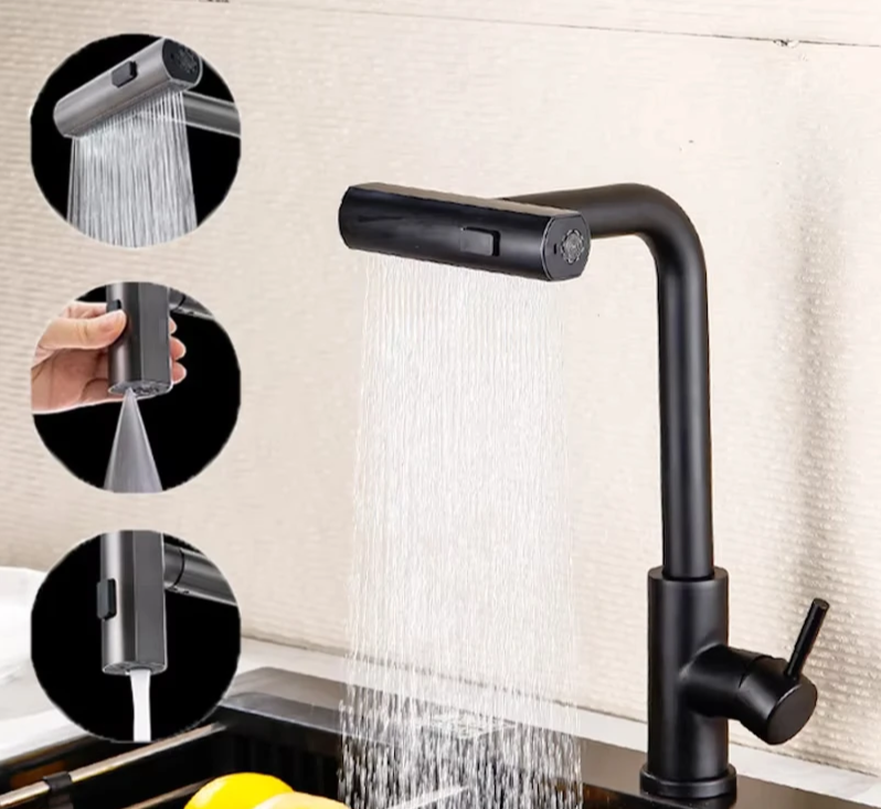 Stainless Steel 360° Swivel Pull-Down Kitchen Faucet