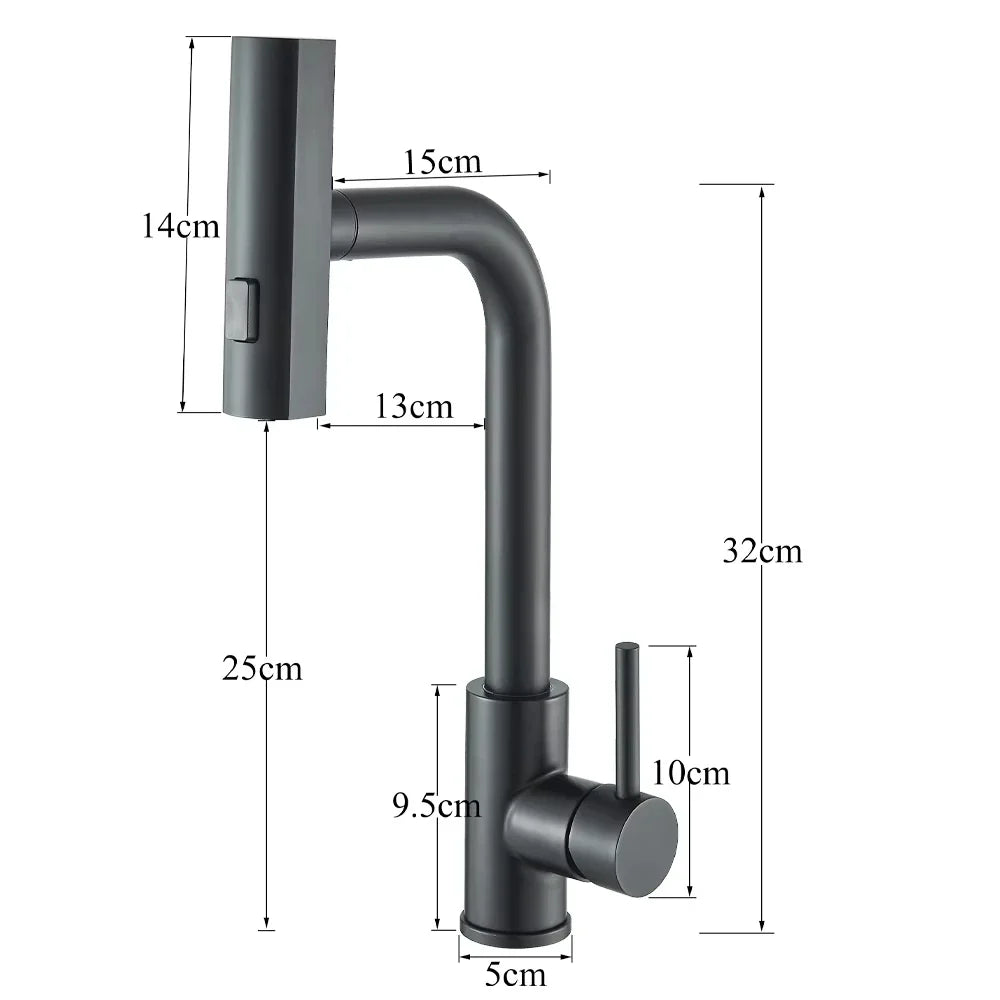 Stainless Steel 360° Swivel Pull-Down Kitchen Faucet