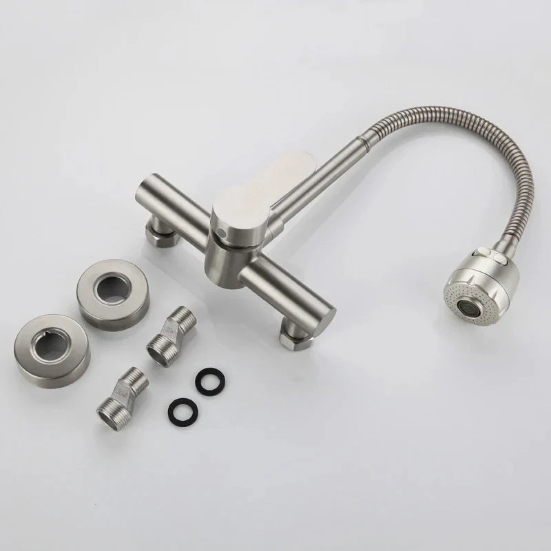 Stainless Steel 360° Swivel Wall-Mounted Kitchen Faucet (Single-Handle)