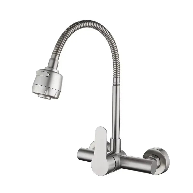Stainless Steel 360° Swivel Wall-Mounted Kitchen Faucet (Single-Handle)