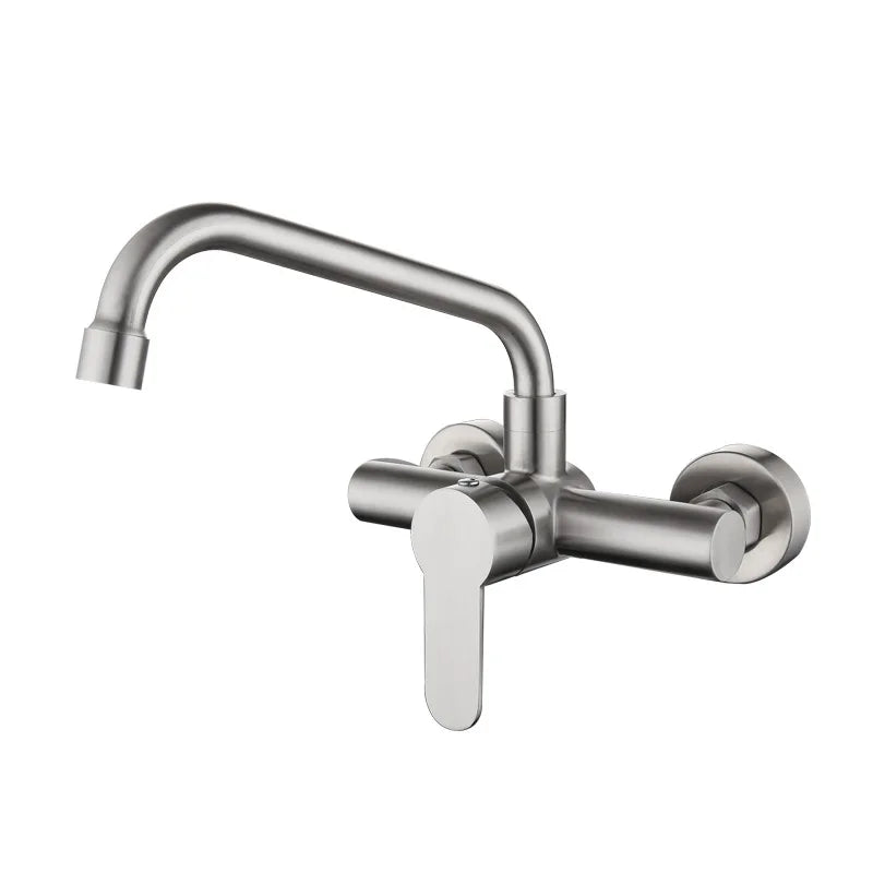 Stainless Steel 360° Swivel Wall-Mounted Kitchen Faucet (Single-Handle)