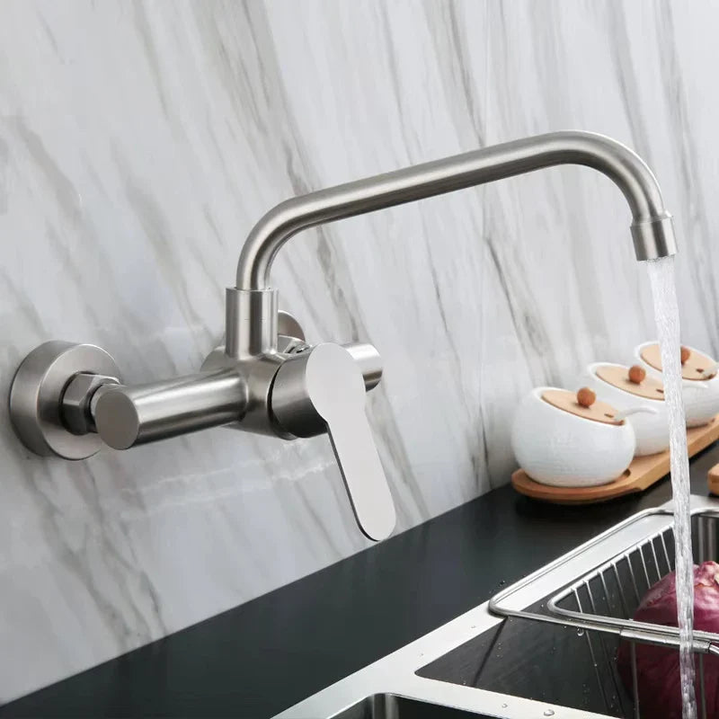 Stainless Steel 360° Swivel Wall-Mounted Kitchen Faucet (Single-Handle)