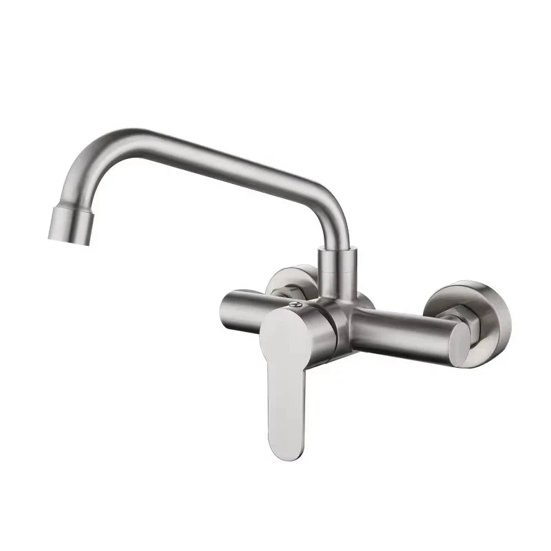 Stainless Steel 360° Swivel Wall-Mounted Kitchen Faucet (Single-Handle)