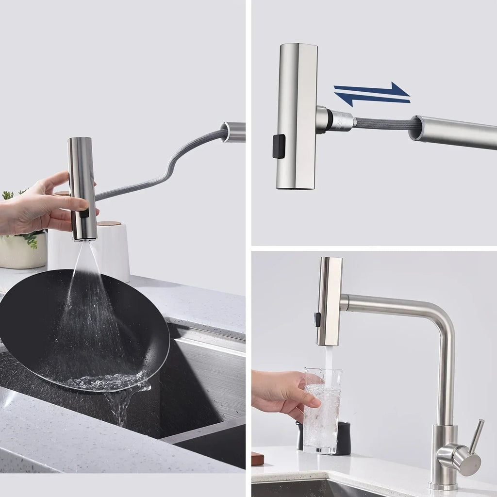 Stainless Steel 6-Function Pull-Out Kitchen Faucet