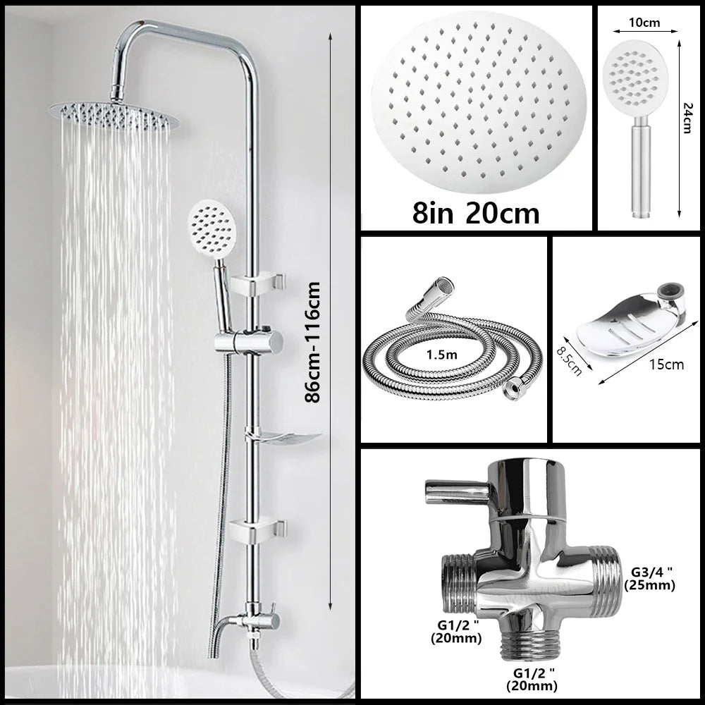 Stainless Steel Adjustable Rainfall & Handheld Bathtub Shower System
