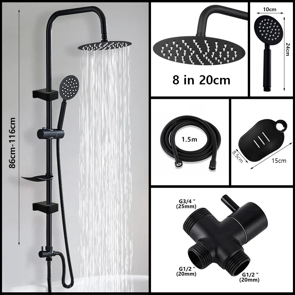 Stainless Steel Adjustable Rainfall & Handheld Bathtub Shower System