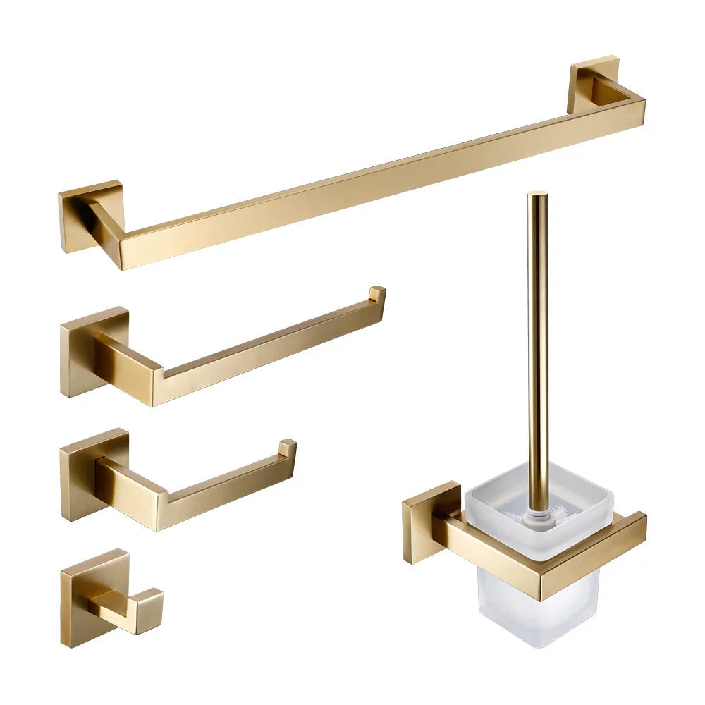 Stainless Steel Brushed Matte Bathroom Hardware Set (Wall-Mounted)