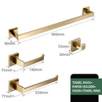 Stainless Steel Brushed Matte Bathroom Hardware Set (Wall-Mounted)