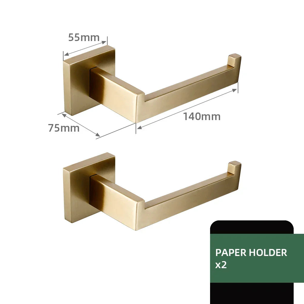 Stainless Steel Brushed Matte Bathroom Hardware Set (Wall-Mounted)