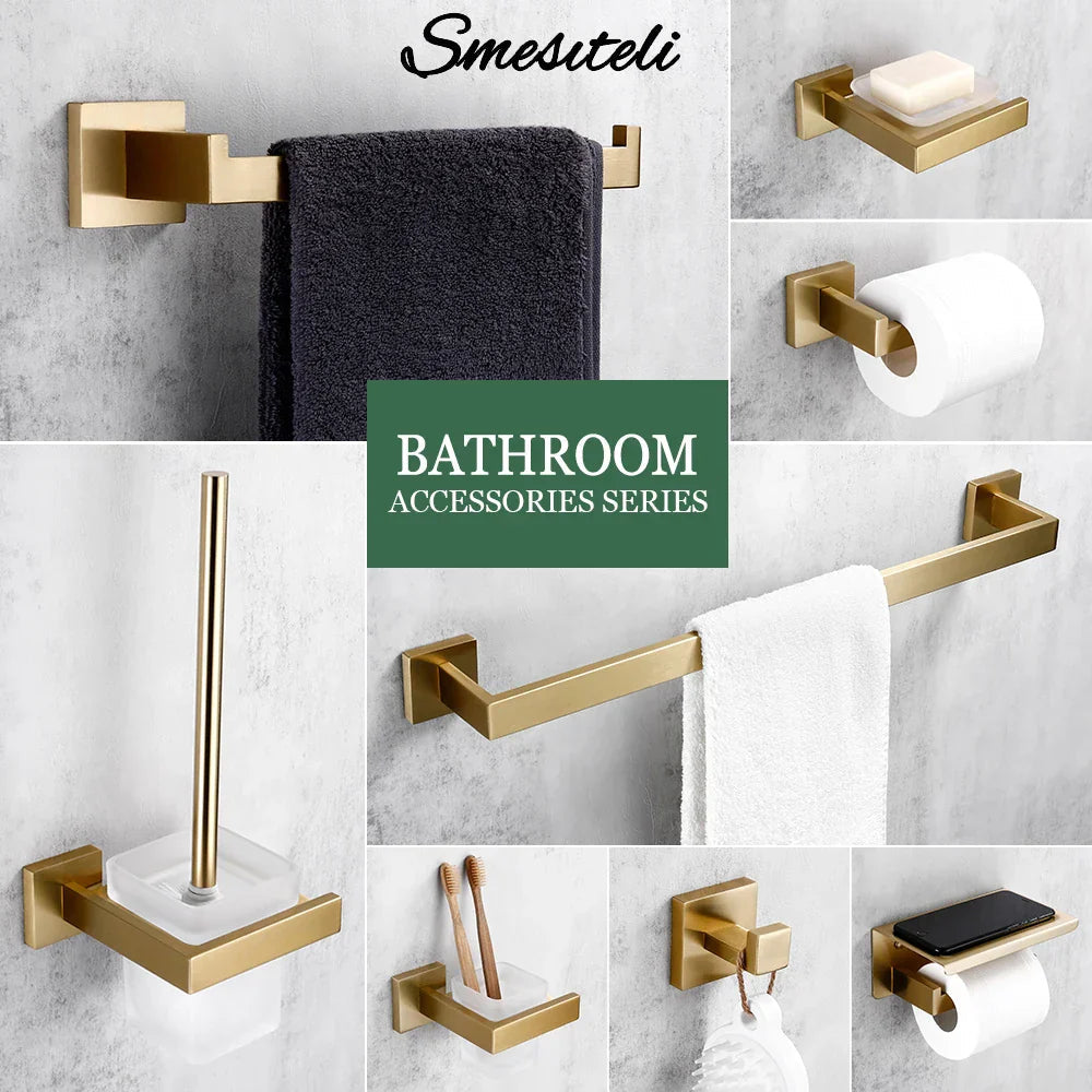 Stainless Steel Brushed Matte Bathroom Hardware Set (Wall-Mounted)