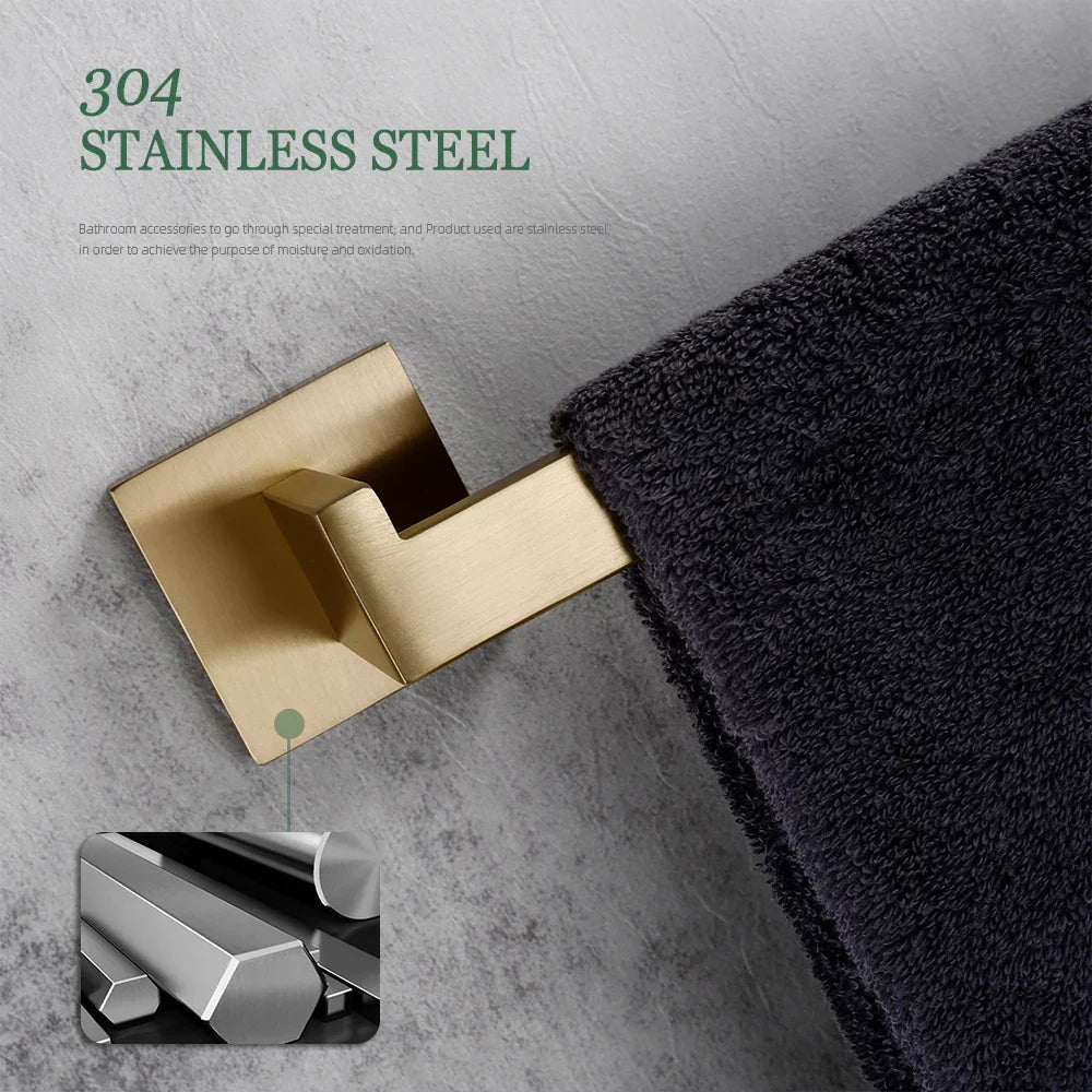 Stainless Steel Brushed Matte Bathroom Hardware Set (Wall-Mounted)