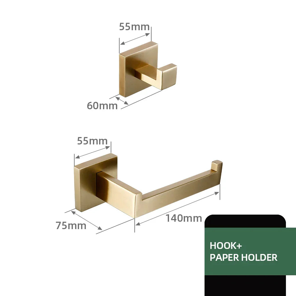 Stainless Steel Brushed Matte Bathroom Hardware Set (Wall-Mounted)